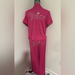 Juicy Couture Hot Pink Bows 2 Piece PJ Set Sizes M Women